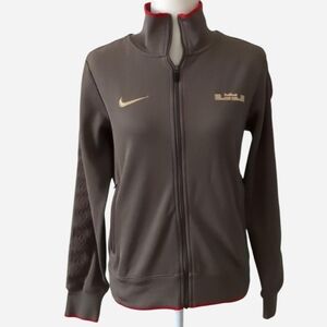 Nike X Lebron Brown & Red Polyester Cotton Full Zip Warm-Up Jacket Size S